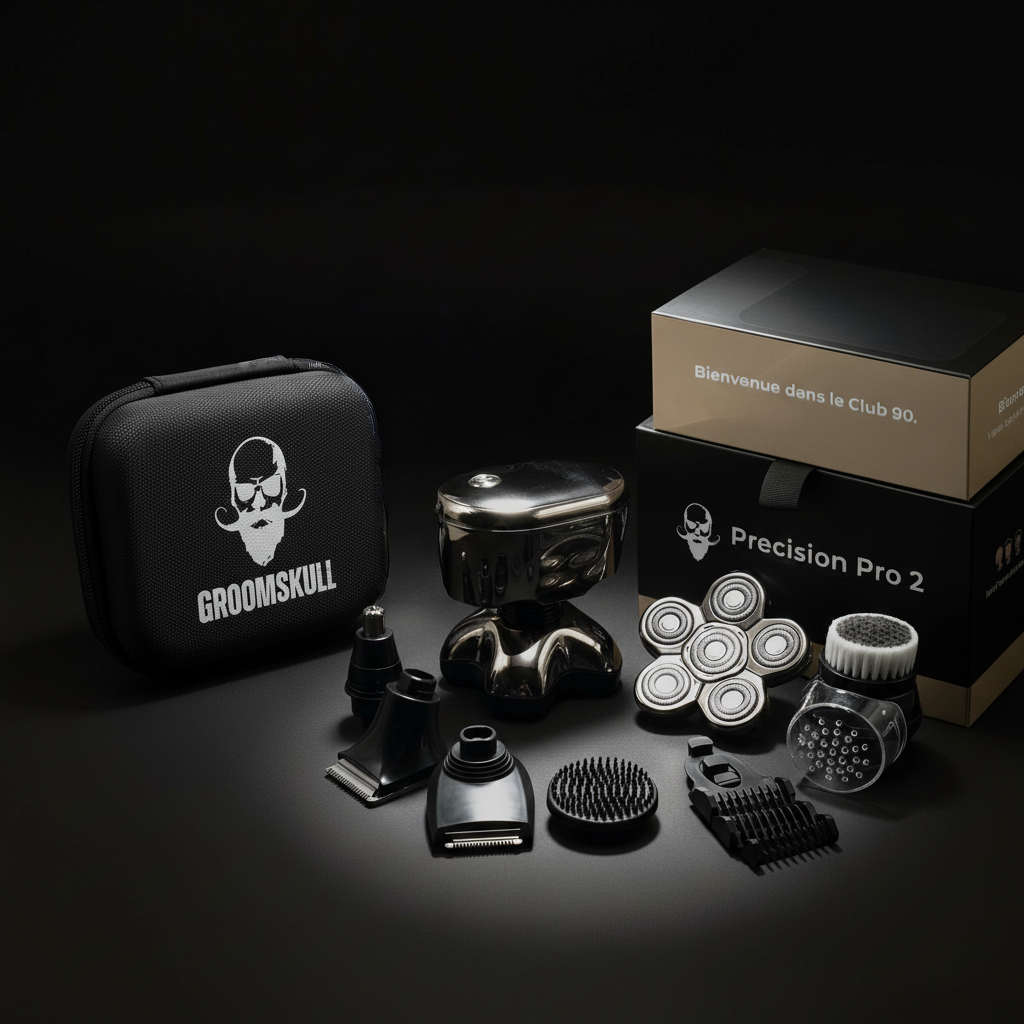 GroomSkull® Precision Pro 2 - La Perfection du Rasage, Lames SkinFlow™ Inégalées.